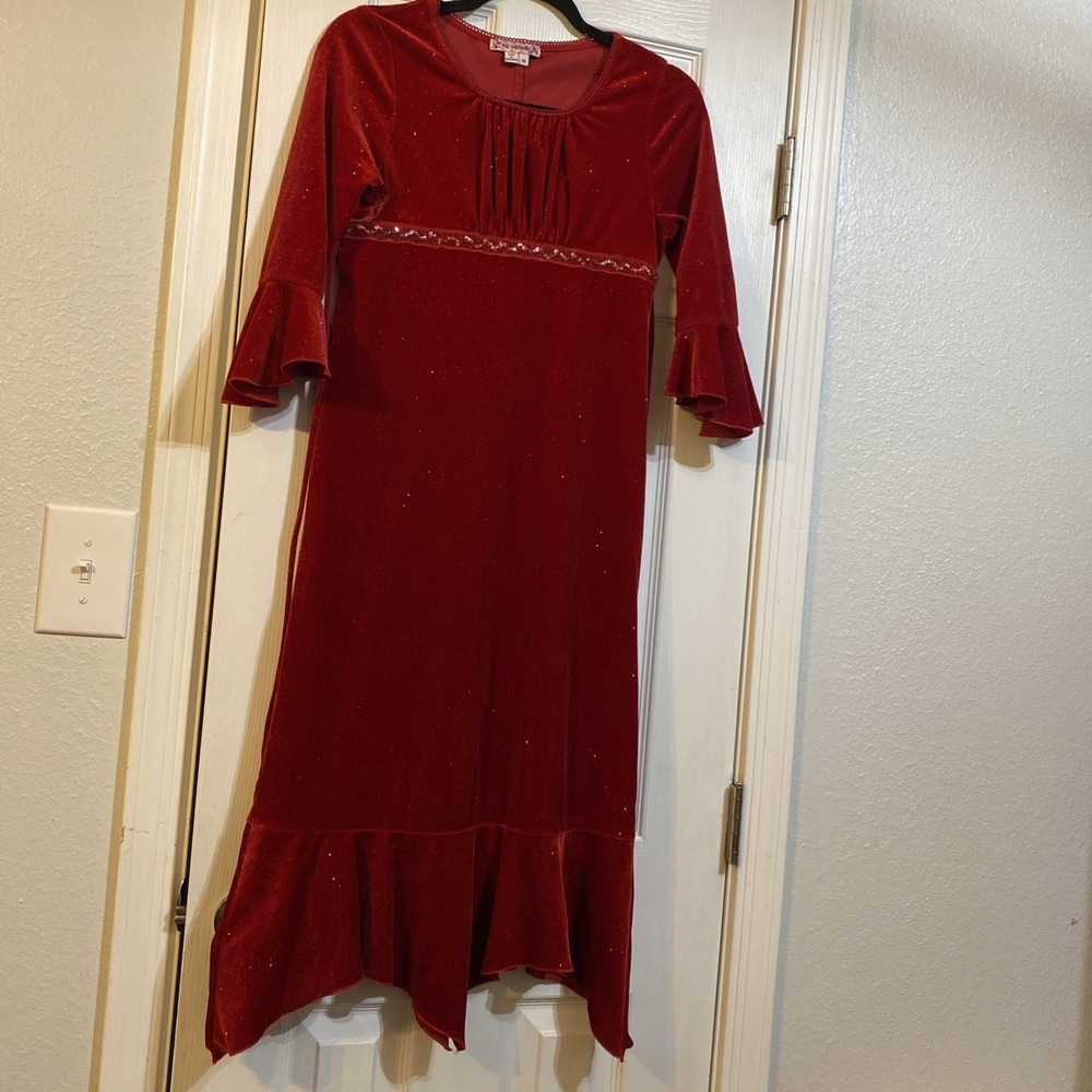 MY MICHELLE GIRLS RED VELVET DRESS VALENTINE CHRISTMAS HOLIDAY PARTY SIZE 16